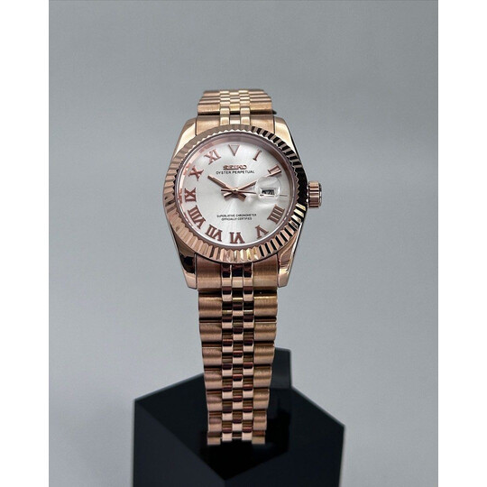 Custom Seiko Mod • Silver Roman Rose Gold Datejust • 31mm